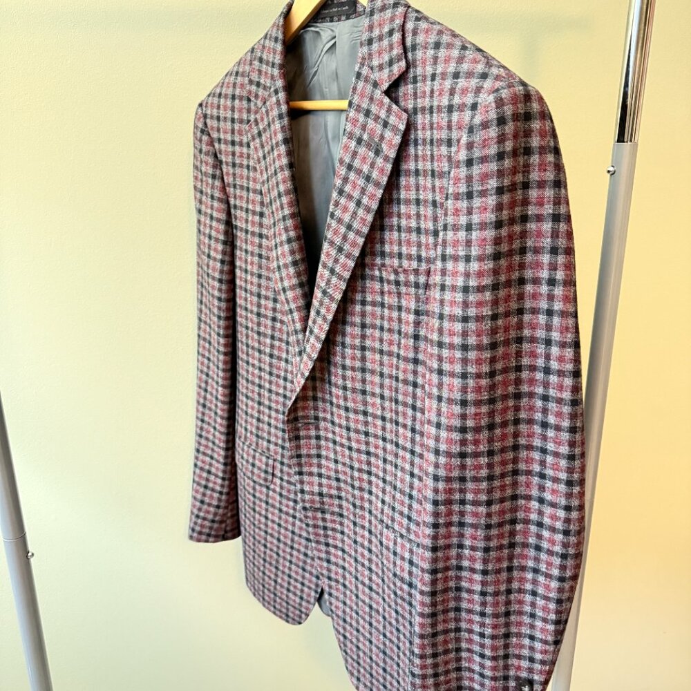Samuelsohn Saks Fifth Avenue Men's Wool Silk Linen Plaid Blazer | Size 40R - Picture 8 of 8